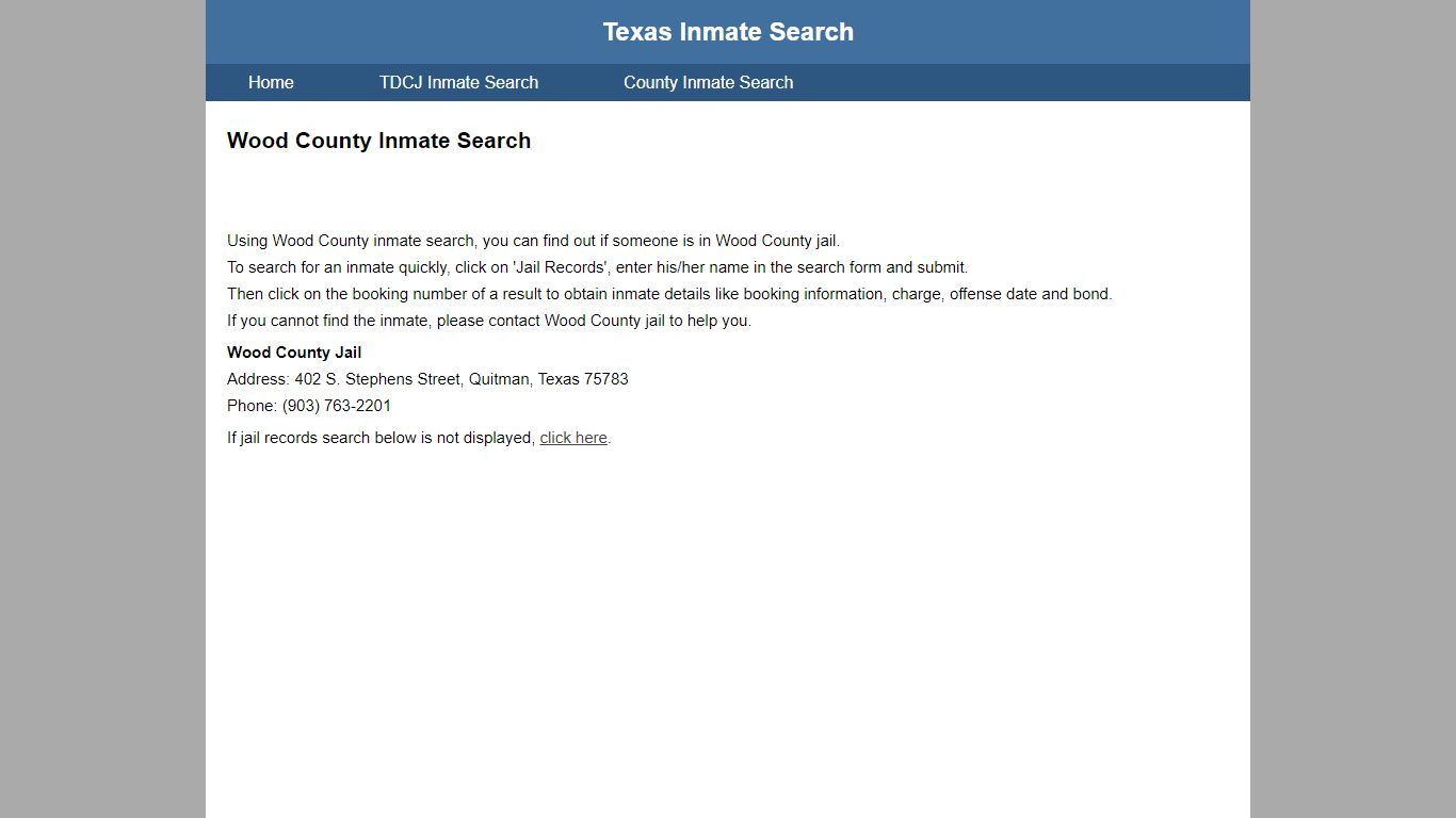 Wood County Jail Inmate Search